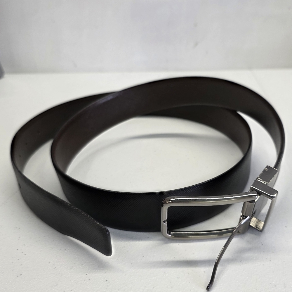Reversible textured/safiano  Leather Belt